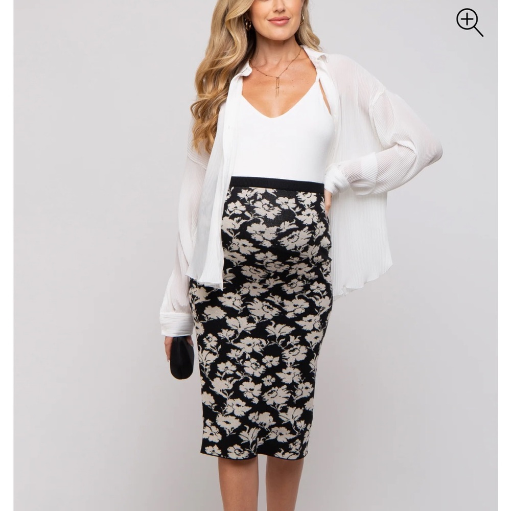 Pink Blush Maternity Floral Skirt